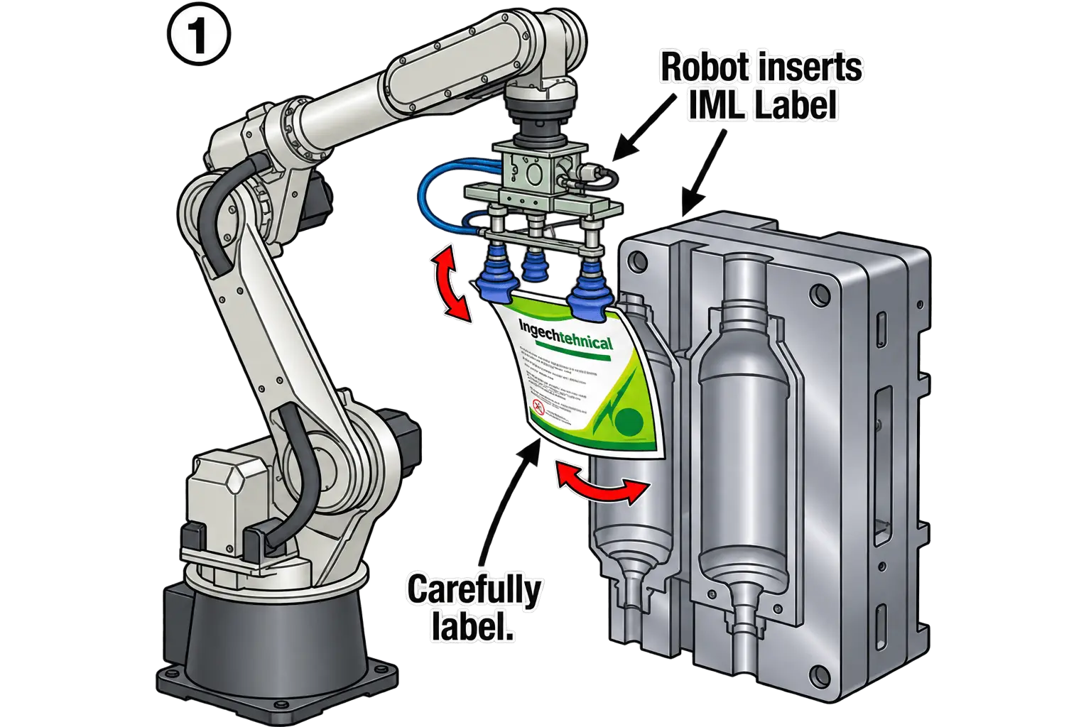 IML labeling machine during operation